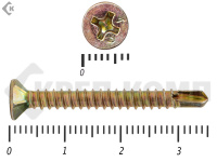 Саморез оконный со сверлом, Жёлтый цинк, под автомат 3,9х35 Kn Фасовка (500шт)
